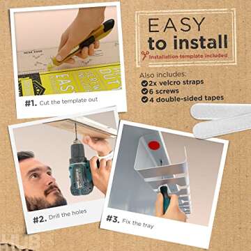 Scanfield Cable management under desk, Set of 2 cable channels for desk, Cable management desk, Modular cable holder dissipates heat, Spacious cable tray under desk, Cable basket white