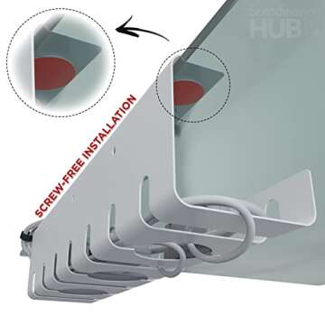 Scanfield Cable management under desk, Set of 2 cable channels for desk, Cable management desk, Modular cable holder dissipates heat, Spacious cable tray under desk, Cable basket white