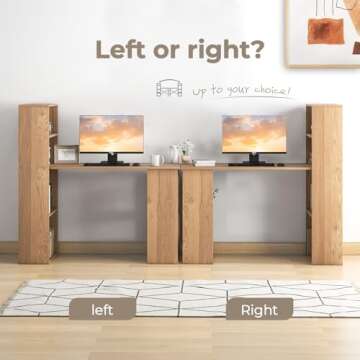 GRAFFY 48" Reversible Computer Desk with Bookcase