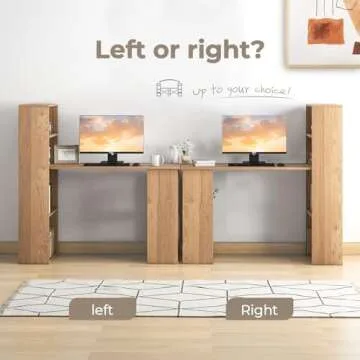 GRAFFY 48" Reversible Computer Desk with Bookcase