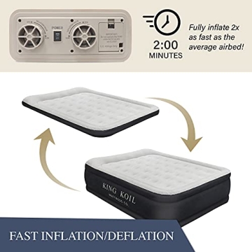 KING KOIL Luxury Queen Air Mattress with Built-in Pump