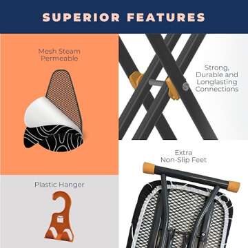 Ironing Board, Compact and Space Saver Patented Ironing Board with Extra Thick Heavy Duty Padded Cov...