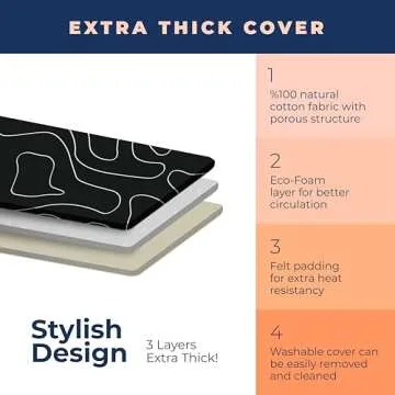 Ironing Board, Compact and Space Saver Patented Ironing Board with Extra Thick Heavy Duty Padded Cover, Height Adjustable, Easy Storage with Smart Hanger and Lightweight Design, Black (13x43)