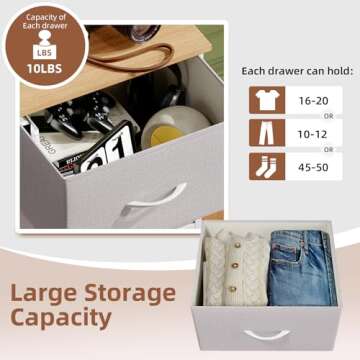 Somdot Tall Dresser for Bedroom with 4 Drawers, Storage Organizer Chest of Drawers with Removable Fabric Bins for Living Room Closet Bedside Nursery Laundry Entryway Hallway, Ash Grey