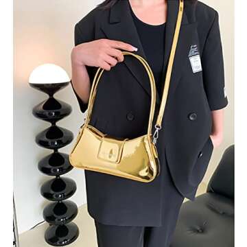 Hobo Bag Women Evening Bag Clutch Y2k Sparkly Silver Purse Shoulder Satchel Bag Cute Party Tote Handbag Crossbody Bags 2024