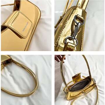 Hobo Bag Women Evening Bag Clutch Y2k Sparkly Silver Purse Shoulder Satchel Bag Cute Party Tote Handbag Crossbody Bags 2024