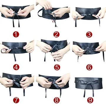 Macoking Thick Black Wide Obi Belt for Women