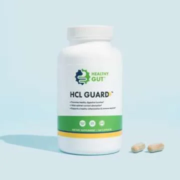 Healthy Gut HCL Guard+ | Promotes Healthy Digestive Function | Betaine Hydrochloride, Organic Ginger Root and DGL, & Pepsin | 60 Servings