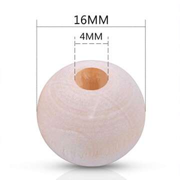 BronaGrand 100pcs 16mm Natural Color Round Ball Wood Spacer Beads Jewelry Findings Charms