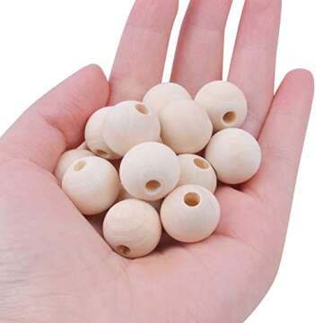 BronaGrand 100pcs 16mm Natural Color Round Ball Wood Spacer Beads Jewelry Findings Charms