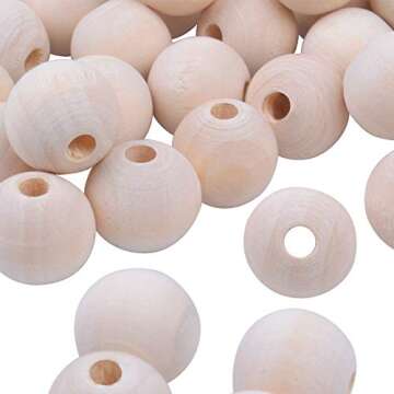 BronaGrand 100pcs 16mm Natural Color Round Ball Wood Spacer Beads Jewelry Findings Charms