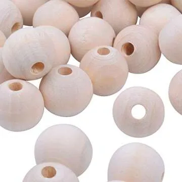 BronaGrand 100pcs 16mm Natural Color Round Ball Wood Spacer Beads Jewelry Findings Charms