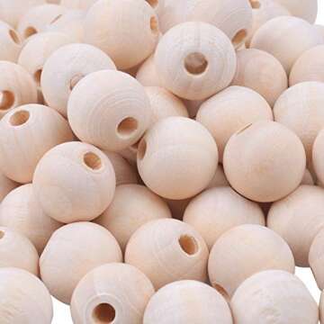 BronaGrand 100pcs 16mm Natural Color Round Ball Wood Spacer Beads Jewelry Findings Charms