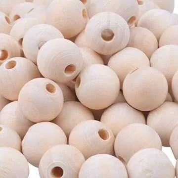 BronaGrand 100pcs 16mm Natural Color Round Ball Wood Spacer Beads Jewelry Findings Charms