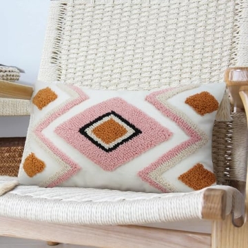 Pink Boho Lumbar Pillow Cover for Stylish Home Decor