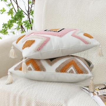 Pink Boho Lumbar Pillow Cover for Stylish Home Decor