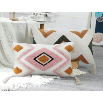 Pink Boho Lumbar Pillow Cover for Stylish Home Decor