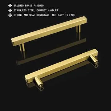 Brushed Brass Cabinet Pulls 10 Pack - Modern Style