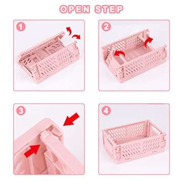 Yuroochii 5PCS Plastic Crate for Storage, Collapsible Crate, Medium Crate, Foldable Storage Bins for Home Kitchen and Office Organization, Bathroom Storage Supplies (9.8" x 6.5" x 3.8")