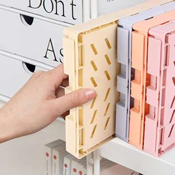 Yuroochii 5PCS Plastic Crate for Storage, Collapsible Crate, Medium Crate, Foldable Storage Bins for Home Kitchen and Office Organization, Bathroom Storage Supplies (9.8" x 6.5" x 3.8")