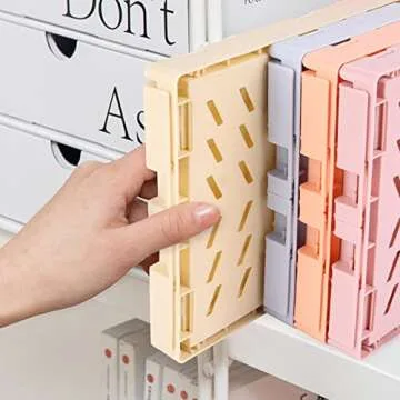 Yuroochii 5PCS Plastic Crate for Storage, Collapsible Crate, Medium Crate, Foldable Storage Bins for Home Kitchen and Office Organization, Bathroom Storage Supplies (9.8" x 6.5" x 3.8")