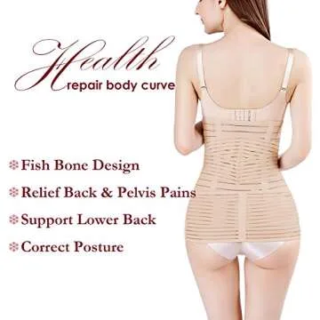ChongErfei 2 in 1 Postpartum Support Recovery Belly Wrap Waist/Pelvis Belt C-Section Natural Labour Belly Support Recovery Belt (Nude, One Size)