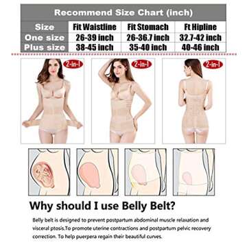 ChongErfei 2 in 1 Postpartum Support Recovery Belly Wrap Waist/Pelvis Belt C-Section Natural Labour Belly Support Recovery Belt (Nude, One Size)