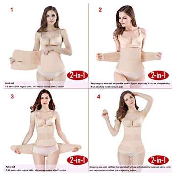 ChongErfei 2 in 1 Postpartum Support Recovery Belly Wrap Waist/Pelvis Belt C-Section Natural Labour Belly Support Recovery Belt (Nude, One Size)