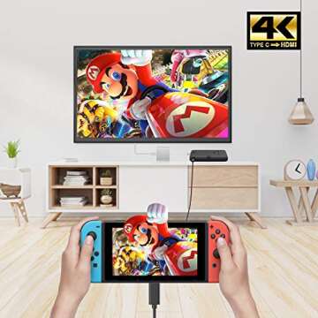 Battony USB C to HDMI Adapter - 4K Multiport AV Converter for MacBook Pro/Air, iPad Pro - With USB C, USB 3.0 and HDMI Ports