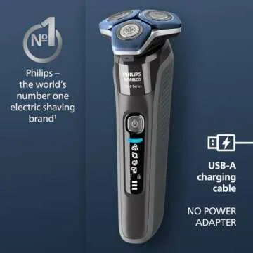 Philips Norelco Shaver 7300, Rechargeable Wet & Dry Electric Shaver with SenseIQ Technology, Pop-up Trimmer, Charging Stand, Click-on Nose Trimmer, & Travel Case, S7887/92