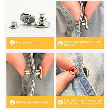 HangYu 8PCS Button Pins for Jeans, Useful on Pants Backpacks Jeans, no Sew No Tools Require, Cute an...