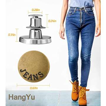 HangYu 8PCS Button Pins for Jeans, Useful on Pants Backpacks Jeans, no Sew No Tools Require, Cute and Fashion, Replaceable and Movable to Adjust Pants Without Belt