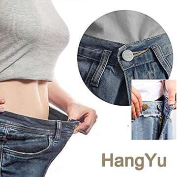 HangYu 8PCS Button Pins for Jeans, Useful on Pants Backpacks Jeans, no Sew No Tools Require, Cute and Fashion, Replaceable and Movable to Adjust Pants Without Belt