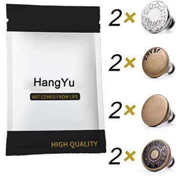 HangYu 8PCS Button Pins for Jeans, Useful on Pants Backpacks Jeans, no Sew No Tools Require, Cute and Fashion, Replaceable and Movable to Adjust Pants Without Belt