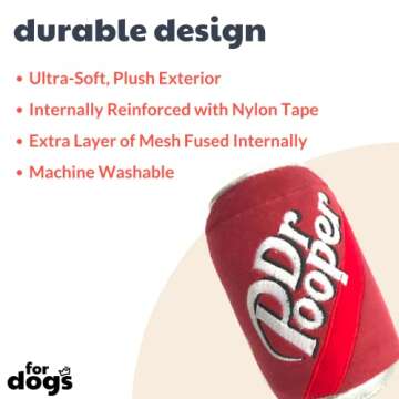 Huxley & Kent for Dogs | Dr Pooper (Large) | Power Plush Dog Toy with Squeaker | Funny Dog Toy | Cute Dog Toy | H&K Squeaky Dog Toy