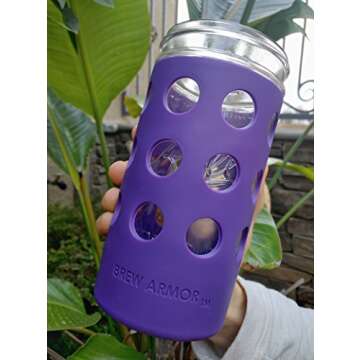 Silicone Mason Jar Protector Sleeve (2 Pack) | Fits Ball, Kerr 24oz (1.5 pint) Wide-Mouth Jars | Thickest Silicone Sleeve | Microwave & Dishwasher Safe | For Coffee, Tea and Smoothies (Green)