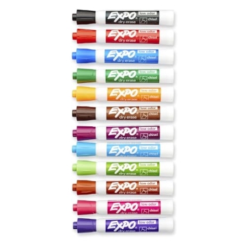 EXPO Low Odor Dry Erase Markers - 12 Assorted Colors