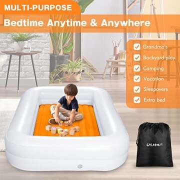 USHMA Portable Toddler Travel Bed | Inflatable Safety Mattress