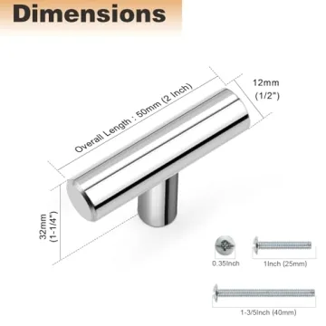 Probrico Polished Chrome Cabinet Knobs 5 Pack for Stylish Decor