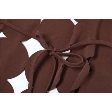 Vaceky Dressy Halter Top with Fringe Backless Features