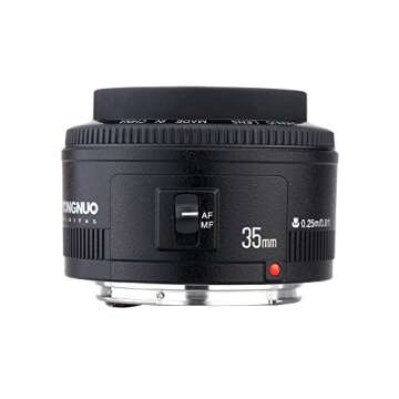 YONGNUO YN35mm F2 Lens 1:2 AF/MF Wide-Angle Fixed/Prime Auto Focus Lens Compatible with Canon EF Mount EOS Camera