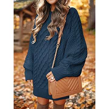 Trendy ANRABESS Oversized Cable Knit Sweater Dress