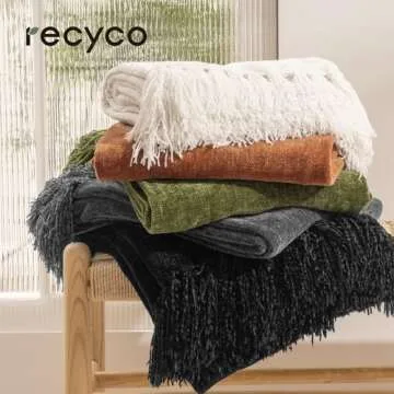 RECYCO Cozy Chenille Throw Blanket for All Ages