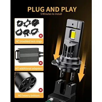 MIFMIA 2x H7 LED Bulb, 34000LM 800% Brighter 1:1 Size, No Adapter Required, H7 Bulb 6500K Cool White Plug and Play IP68 Waterproof Interior Lights, Pack of 2