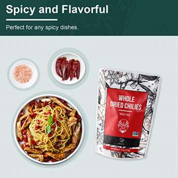 Soeos Whole Dried Chilies 4 oz, Mild Spicy Chili Peppers, Red Chili Pepper, Natural, Premium and Dry Sichuan Chile Peppers, Sichuan Pepper, Dried Peppers – Great for Mexican Recipes