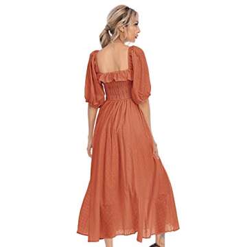 R.Vivimos Women Summer Half Sleeve Cotton Ruffled Vintage Elegant Backless A Line Flowy Long Dresses...