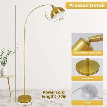 gernehop Arc Floor Lamps for Living Room,Modern Tall Standing Lamp Gold Floor Lamp with Adjustable H...