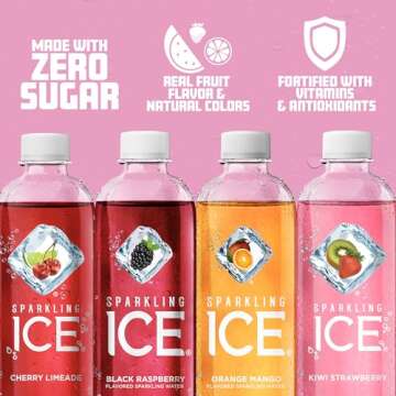 Sparkling Ice Black Raspberry Variety Pack with Caffeine, Zero Sugar Flavored Sparkling Water with Antioxidants, Vitamins, and Zero Calories (16 fl oz Cans, 12 count)