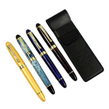 4 PCS in Set Gullor 450 Fountain Pen in 4 Colors (Elegant Colors) with Pen Pouch