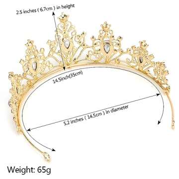 AHONEY Purple Gem Gold Tiara and Crown for Women, Crystal Mermaid Crown Rhinestone Princess Tiaras for Rapunzel Crown for Wedding Birthday Prom Halloween Party